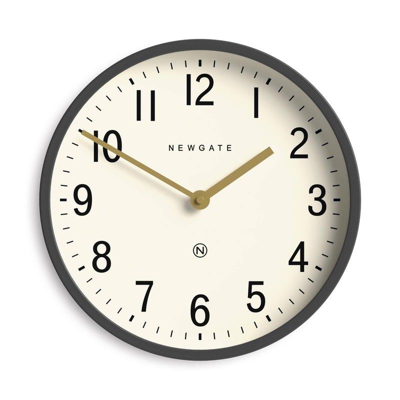 NEWGATEÂ® Master Edwards Wall Clock | Mid Century Style Clock | 12 inch | Deep Metal case in matt Dark Gray | Modern Retro Design for Kitchen, Living Room or Office - Image 1